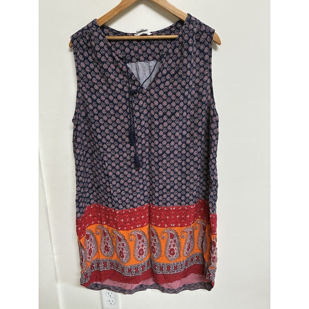 Beach Lunch Lounge Indigo Saffi Boho Dress Shift Women XXL Tassel Tunic Mini - Picture 1 of 6